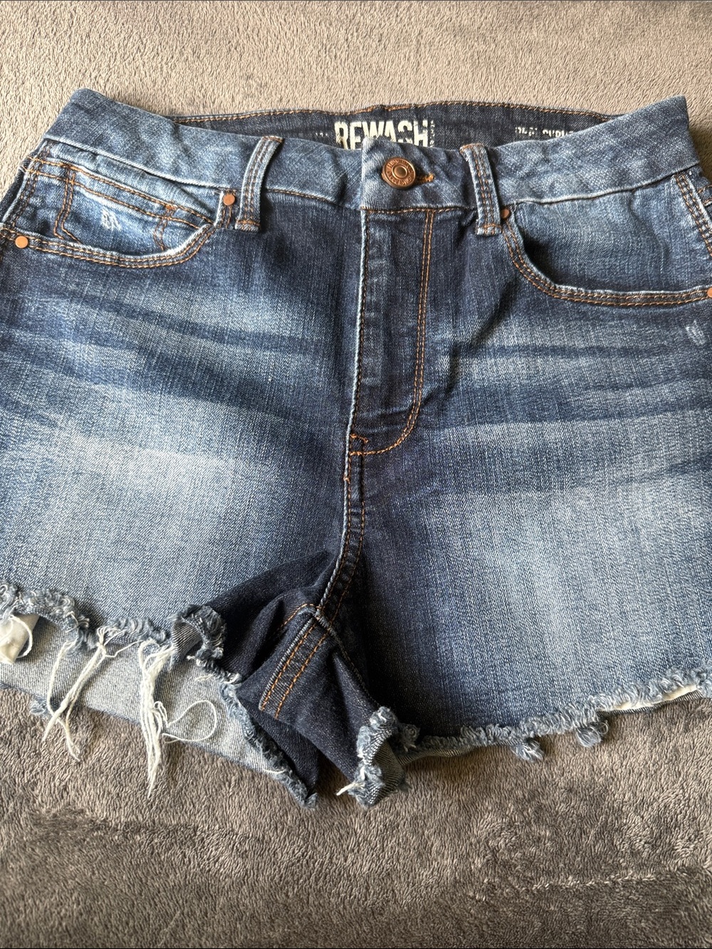 Rewash Distressed Dark Blue Denim Cutoff Shorts